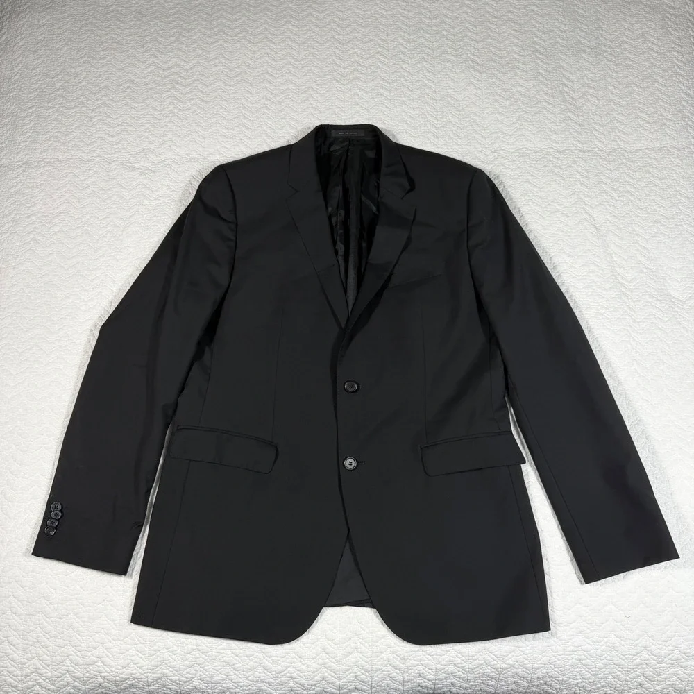 Hugo Boss Blazer Men 44L Black Professional Guabello Super 120s Wool‎ EUC